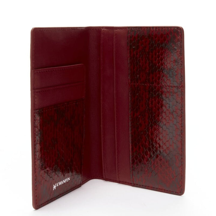 Female mannequin wearing Kwanpen Red Calfskin Leather Women Wallets in Size  | Available at JHROP