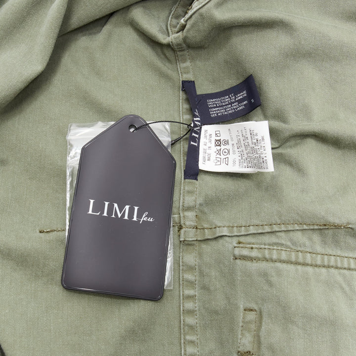 LIMI FEU washed green cotton zip back pocketed utility parka coat S