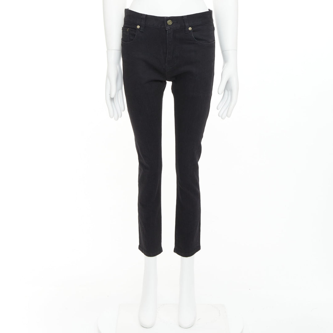 SAINT LAURENT 2013 D02 M/SK-LW black cotton classic cropped jeans 30"