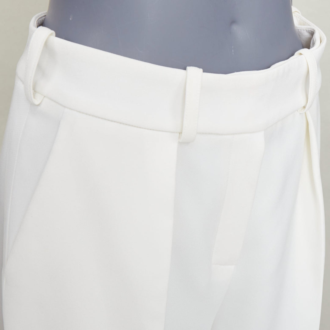 ALEXANDRE VAUTHIER white satin trim pleated front wide pants FR36 S