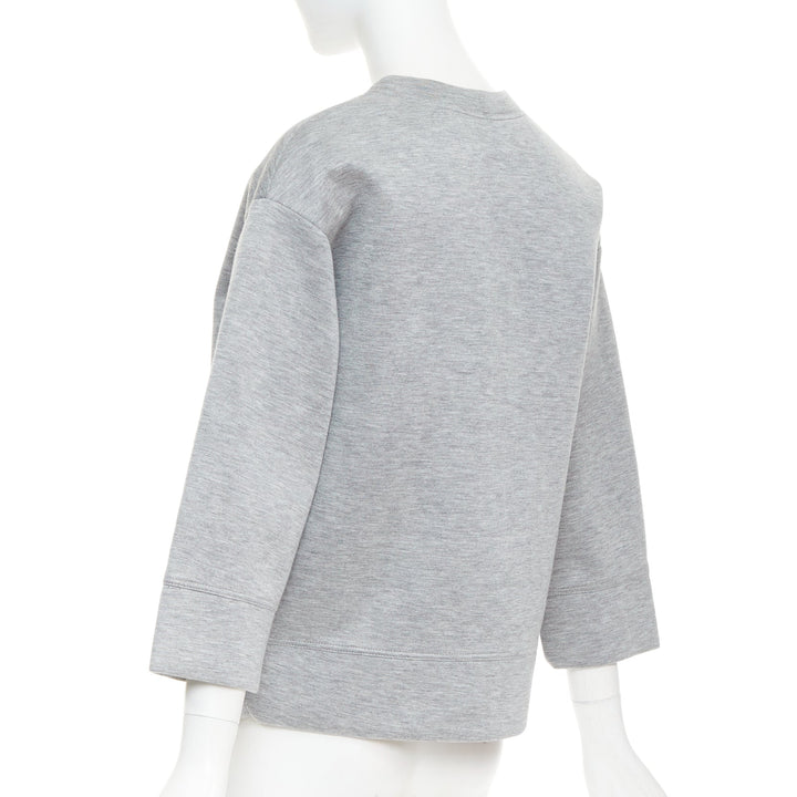 GUCCI 2015 grey neoprene crystal embroidered Swallow sweatshirt S