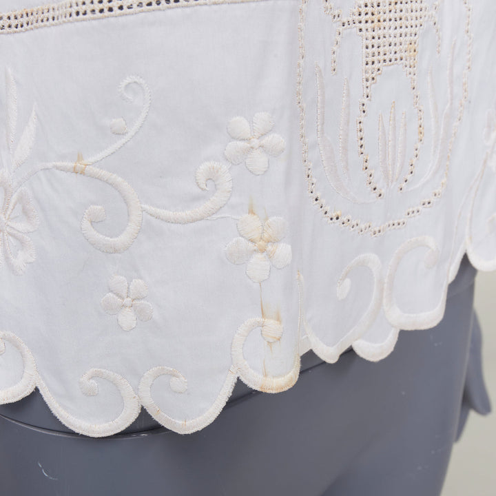 DOLCE GABBANA white cotton floral embroidered openwork scallop tank top IT38 XS