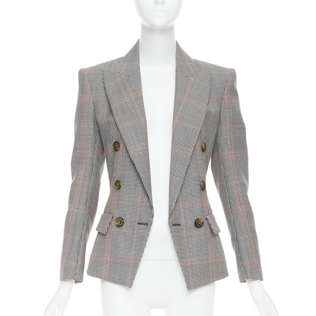 ALEXANDRE VAUTHIER COUTURE SS2021 Runway grey red plaid double breasted blazer