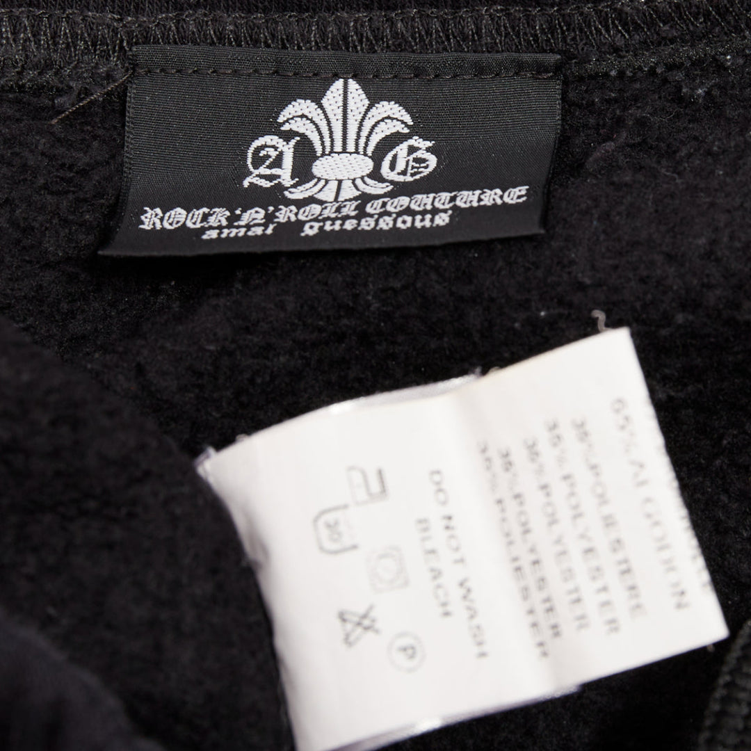 A&G JAPAN black cotton logo print silver Dagger zip sweat pants XS
