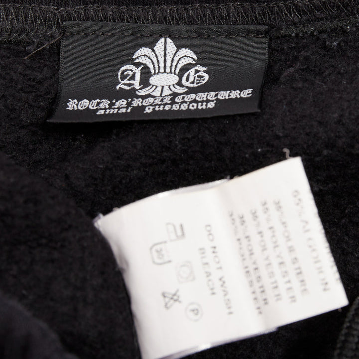 A&G JAPAN black cotton logo print silver Dagger zip sweat pants XS