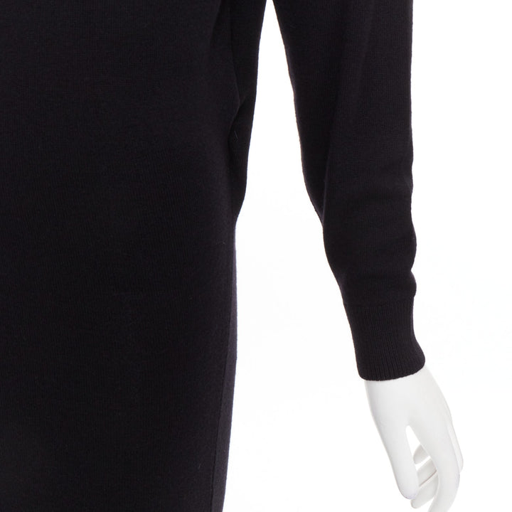 SAINT LAURENT 2022 Runway 100% cashmere turtleneck Power shoulder gown XS