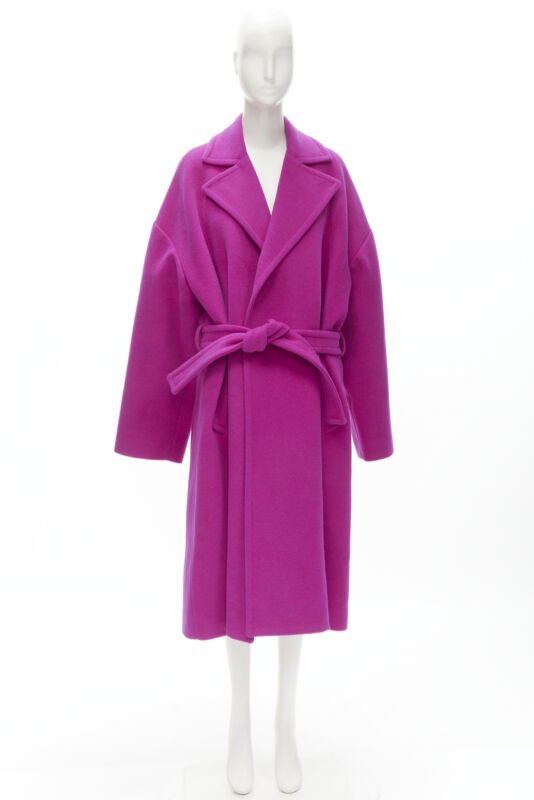 BALENCIAGA DEMNA 2019 pink camel hair wool oversized belt coat FR38 M