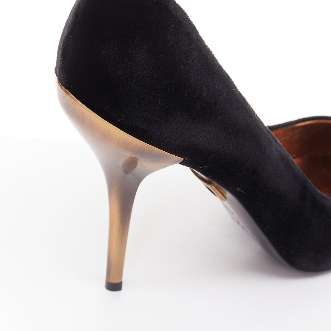 ROGER VIVIER 2018 Decollete Sexy black velvet bronze heel pigalle  pump EU38