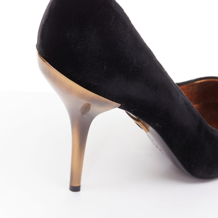ROGER VIVIER 2018 Decollete Sexy black velvet bronze heel pigalle  pump EU38