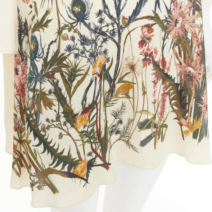 CHRISTIAN DIOR 2020 Jardin Champetre Sauvage cream silk floral dress FR34 XS