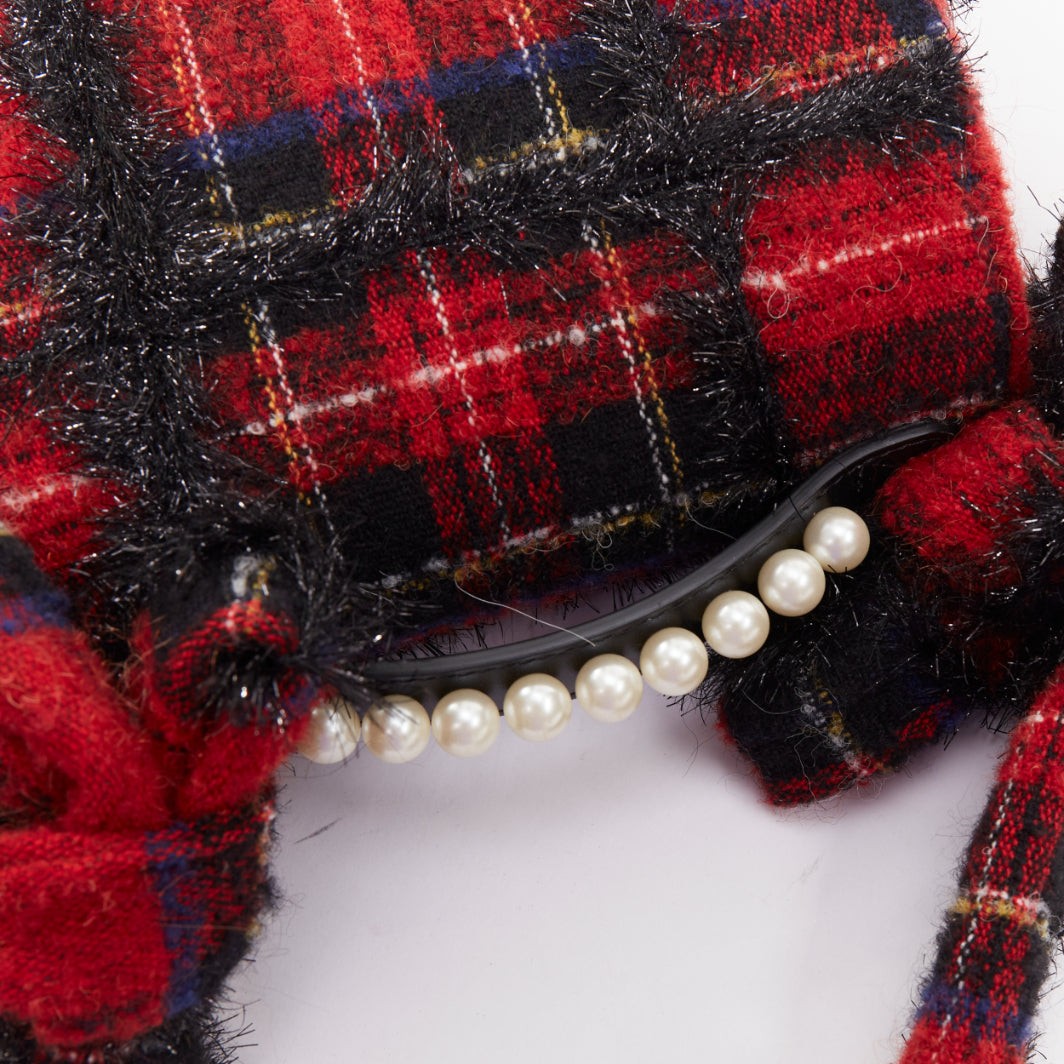 SIMONE ROCHA 2018 Tartan Sling Bag Mini plaid metallic pearl shoulder bag