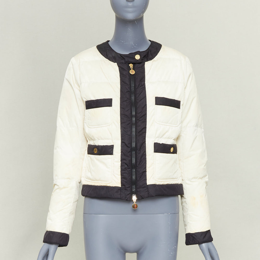 MONCLER G32-003 Piumino Nuovo Daphne cream black 4 pocket padded jacket US2 S