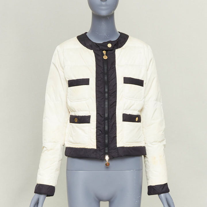 MONCLER G32-003 Piumino Nuovo Daphne cream black 4 pocket padded jacket US2 S
