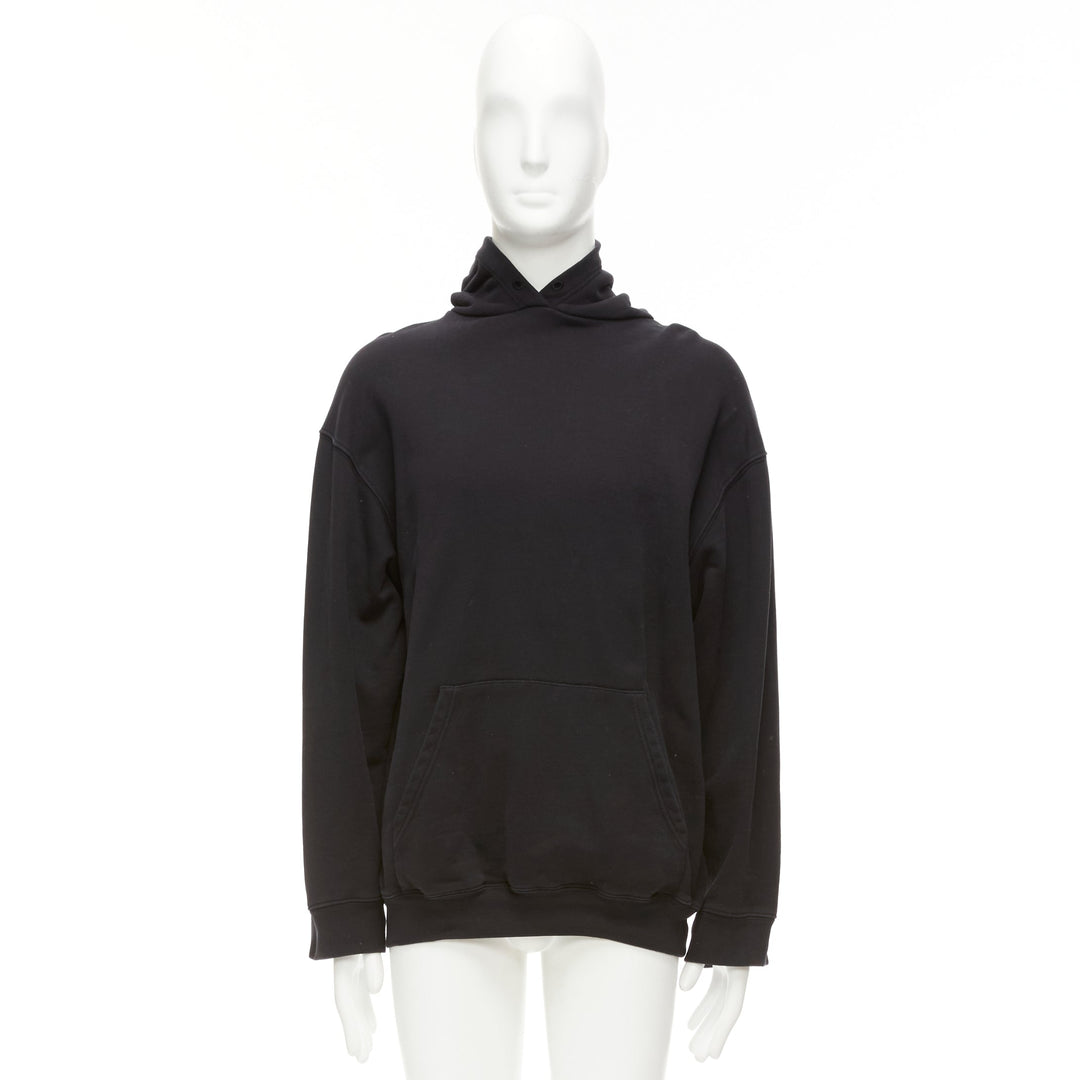 BALENCIAGA 2017 black white cotton split logo oversized hoodie sweatshirt S
