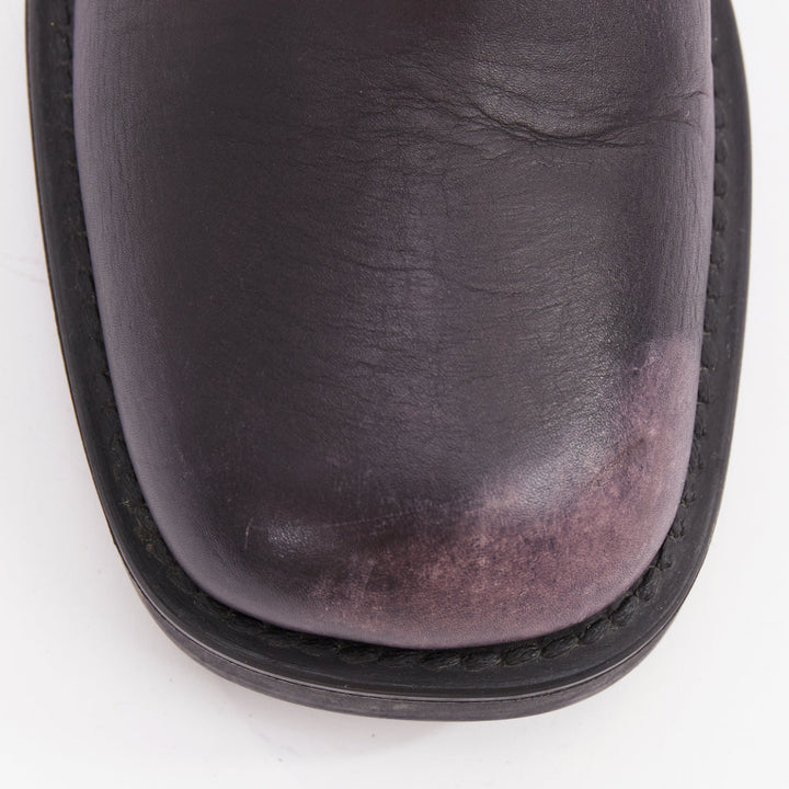 MIU MIU 2025 distressed washed black leather moto harness ankle boots EU36