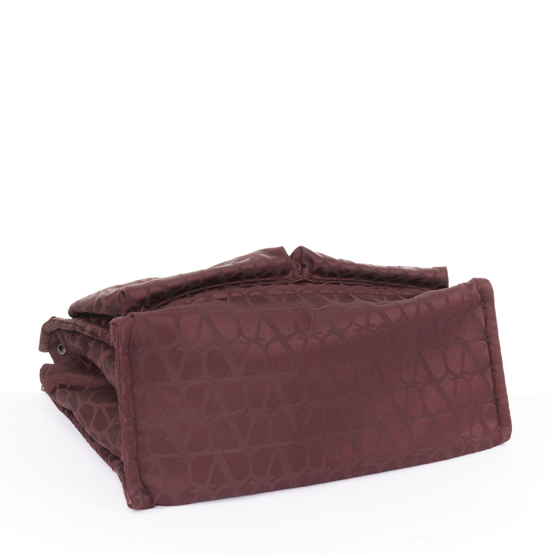 rare VALENTINO PORTER 2024 Runway burgundy nylon VLOGO top handle crossbody tote
