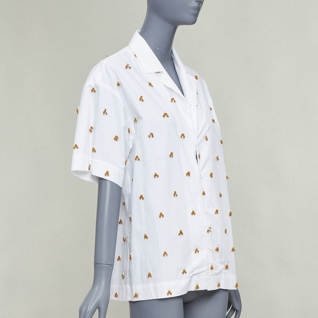 JACQUEMUS 2021 L'amour La Chemise Ble white glass embellished shirt FR34 XS