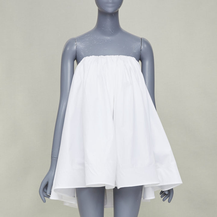 MATICEVSKI 2016 Profound white crisp cotton babydoll high low tunic top AUS8 S