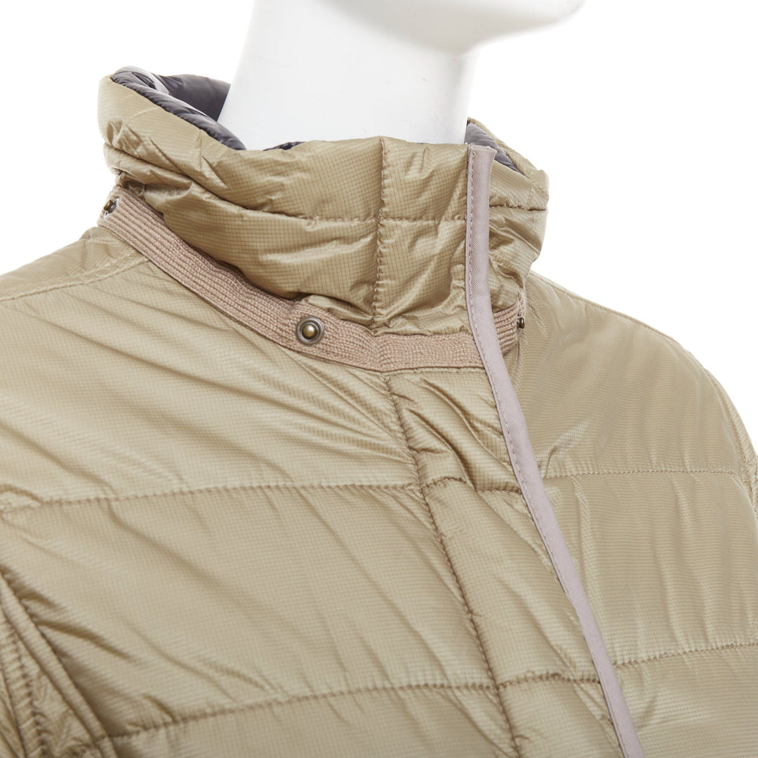 FRAUENSCHUH Limited Edition handcrafted khaki nylon zip snow puffer jacket XS