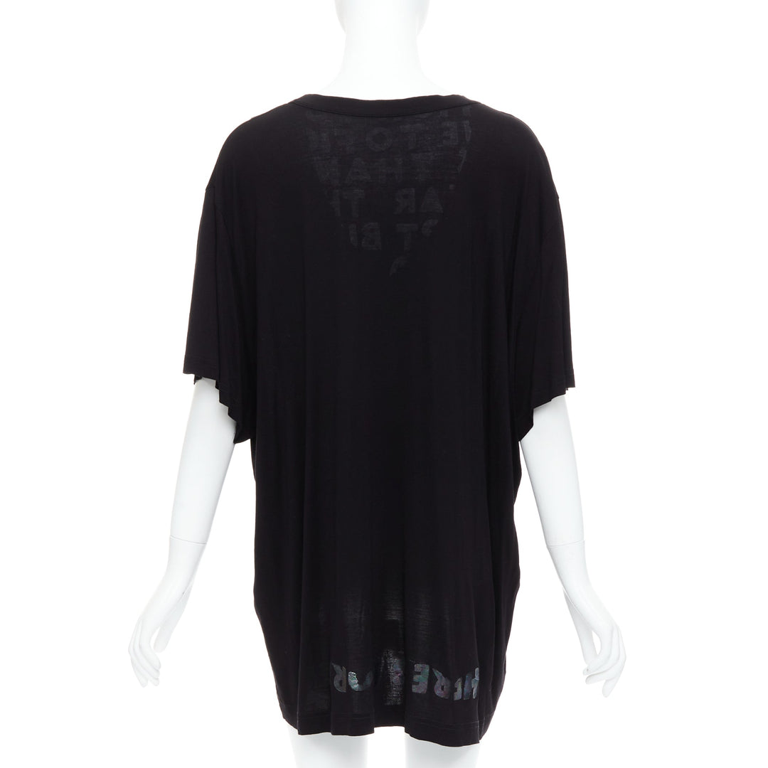 MARTIN MARGIELA MM6 AIDS silver holographic black tunic tshirt top