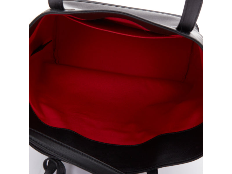 ALEXANDER MCQUEEN black calfskin leather silver skull lock tote bag