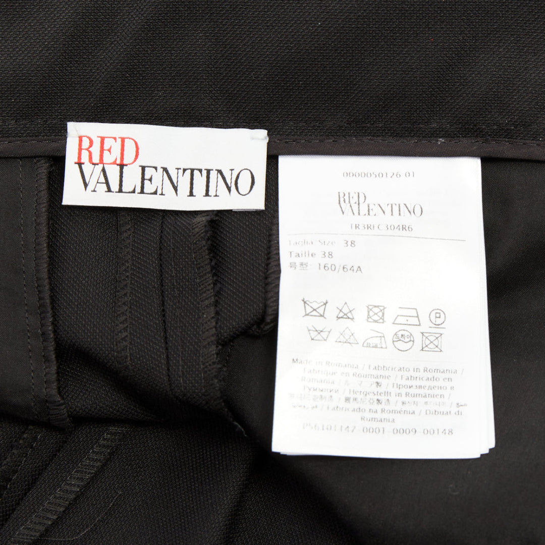 RED VALENTINO 2019 black high waisted side ruffle drape trim mini skorts IT38 XS