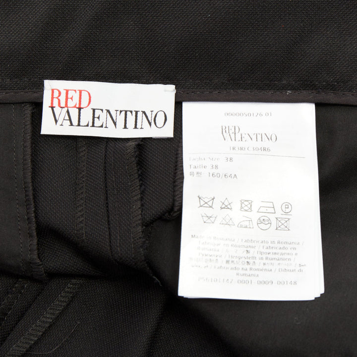 RED VALENTINO 2019 black high waisted side ruffle drape trim mini skorts IT38 XS