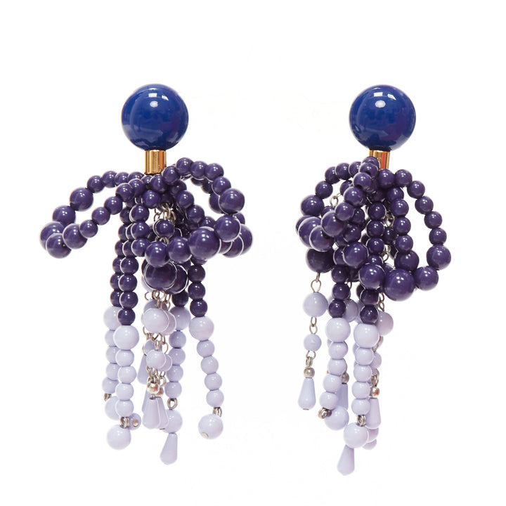 MARNI contrast blue beads statement dangling clip on earrings Pair
