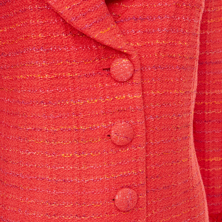 ST JOHN COUTURE red purple tweed stone embellished blazer US12 2XL
