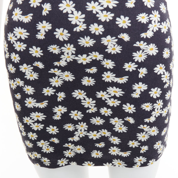 REFORMATION Becky black yellow tencel daisy print double layer mini dress XS