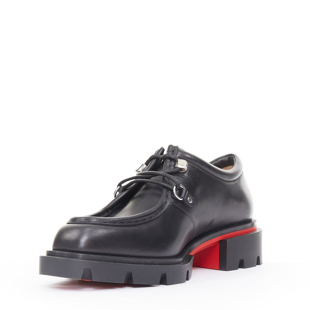 CHRISTIAN LOUBOUTIN Our Pabelito black smooth calf leather lug derby EU43 US10