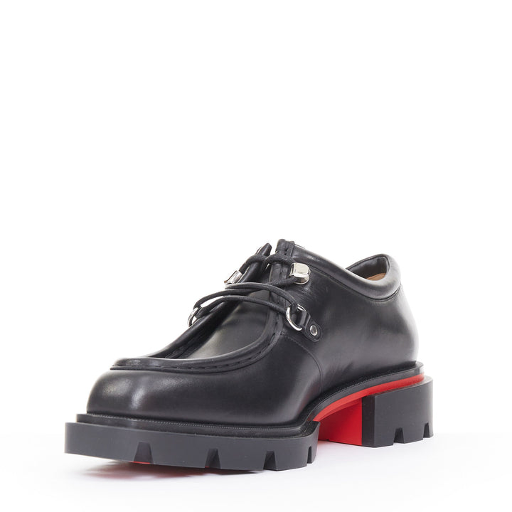 CHRISTIAN LOUBOUTIN Our Pabelito black smooth calf leather lug derby EU43 US10