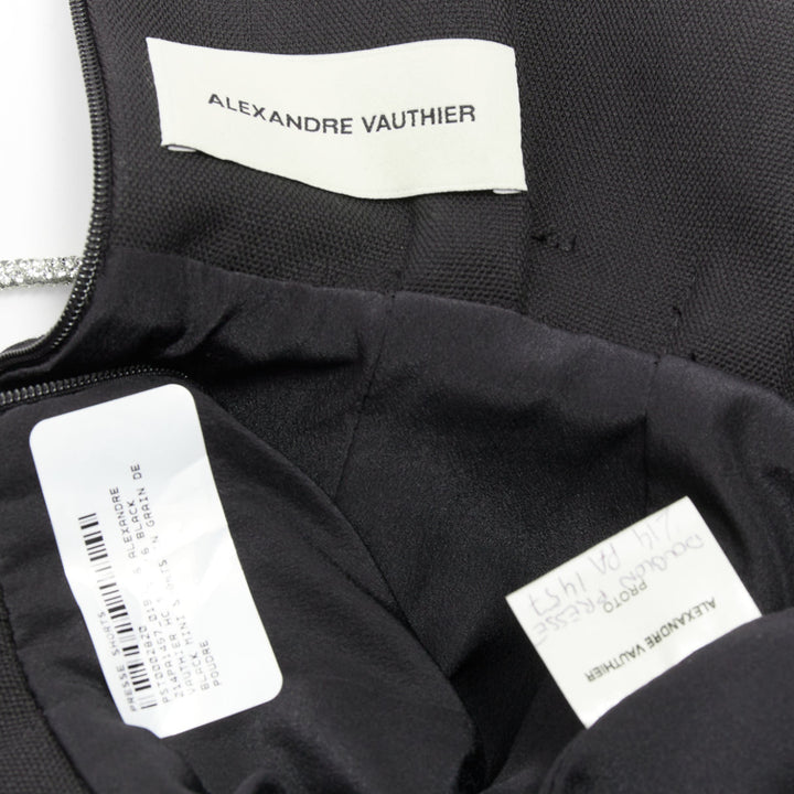 ALEXANDRE VAUTHIER SS2021 Runway black crepe silver crystal rope belt shorts