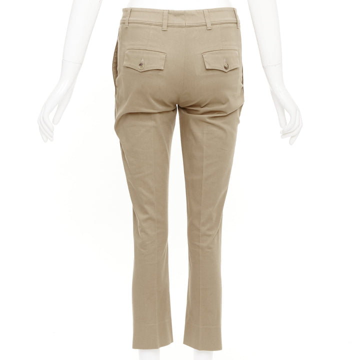 VALENTINO khaki tan cotton slim leg ankle crop slash flap pockets pants IT36 XXS