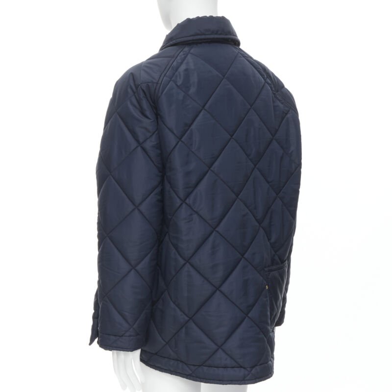 45RPM navy blue polyester padded diamond quilted nylon coat XL