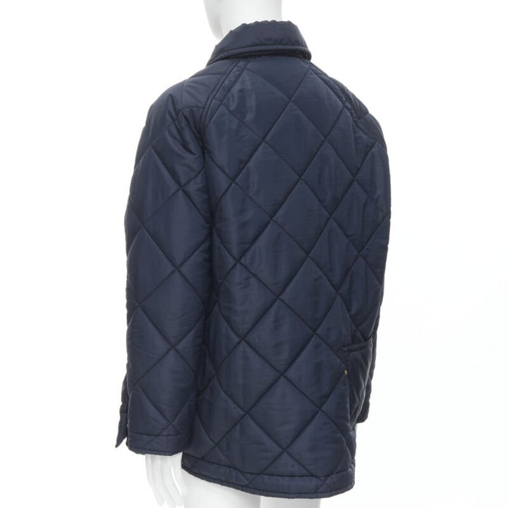 Male mannequin wearing 45R Navy Nylon Men Coat in Size  XL | Available at JHROP