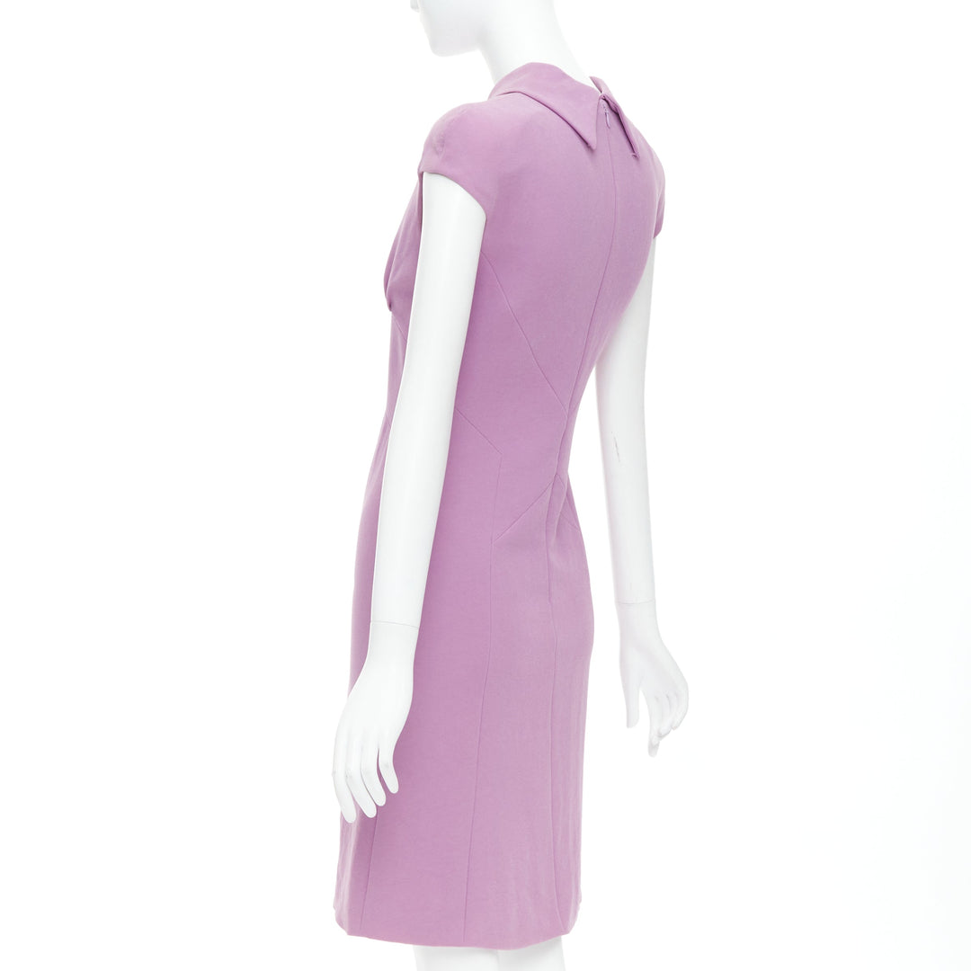 BOTTEGA VENETA purple mock neck cap sleeve ruched shift dress IT38 XS