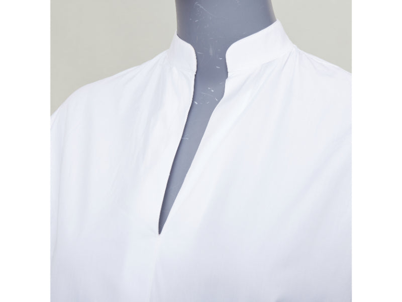 VALENTINO white cotton split collar flared sleeves popover blouse IT38 XS