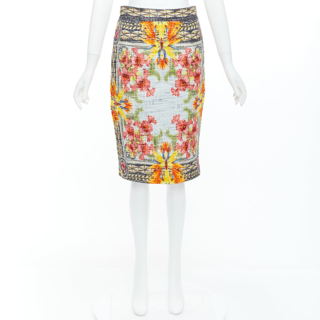 GIVENCHY Riccardo Tisci 2012 Birds of Paradise boucle tweed pencil skirt FR38 M