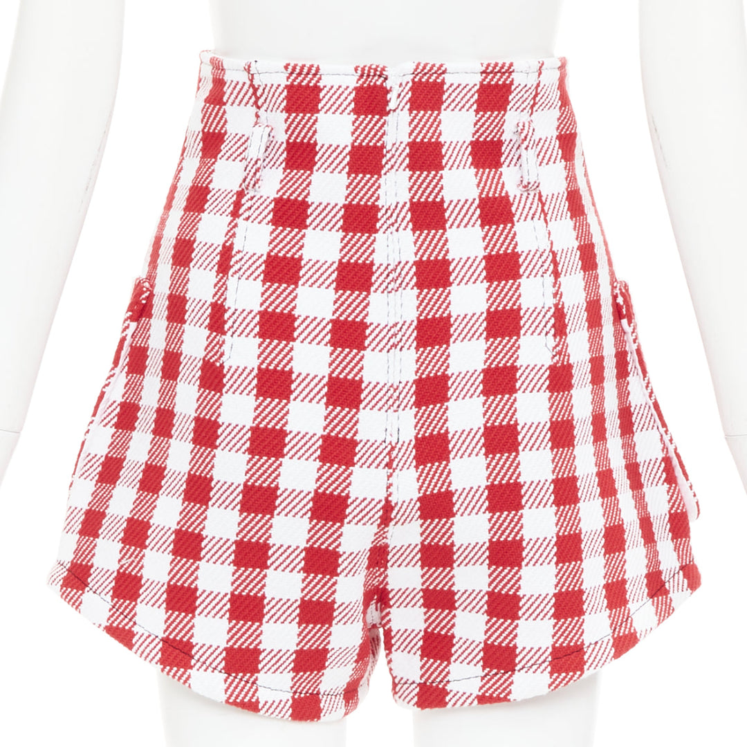 PHILOSOPHY Lorenzo Serafini red white check cotton blend high shorts IT38 XS