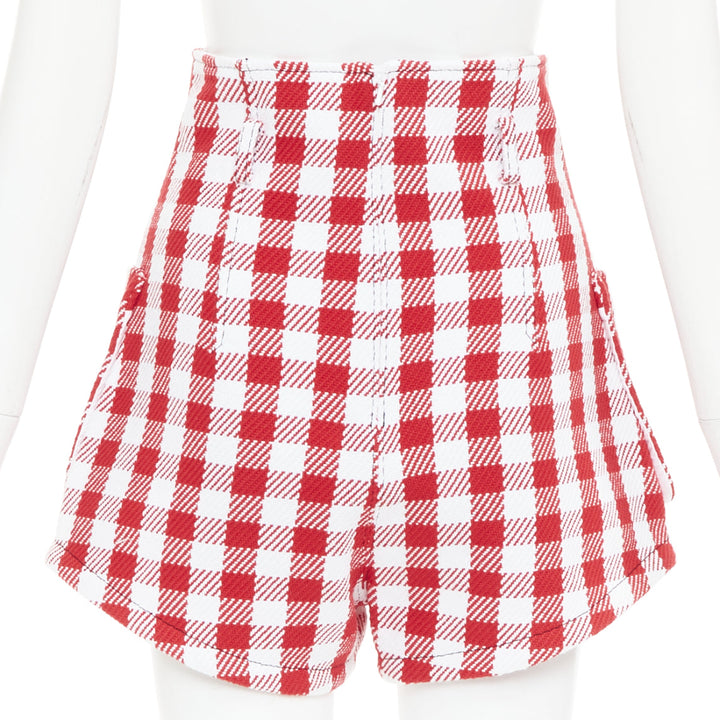 PHILOSOPHY Lorenzo Serafini red white check cotton blend high shorts IT38 XS