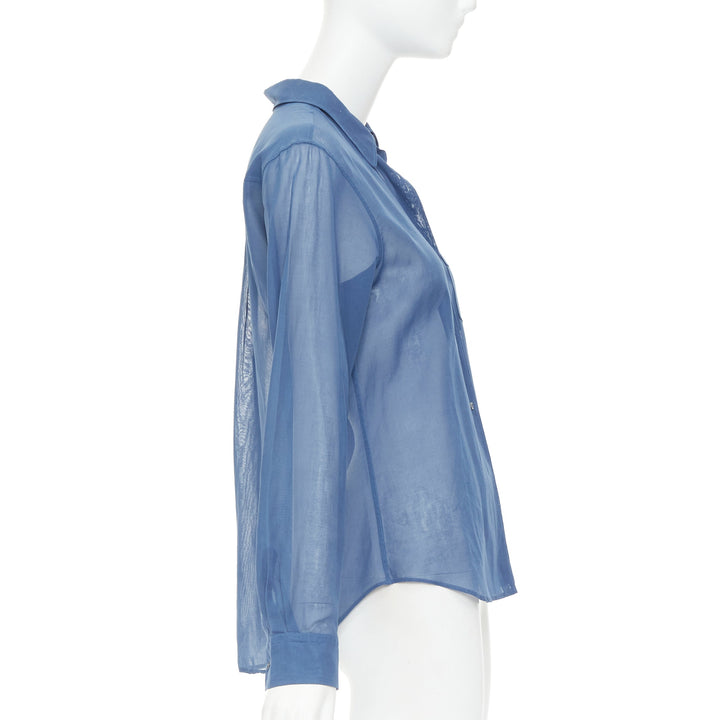 JIL SANDER 2011 Raf Simons blue cotton sheer patch pocket shirt FR36 S