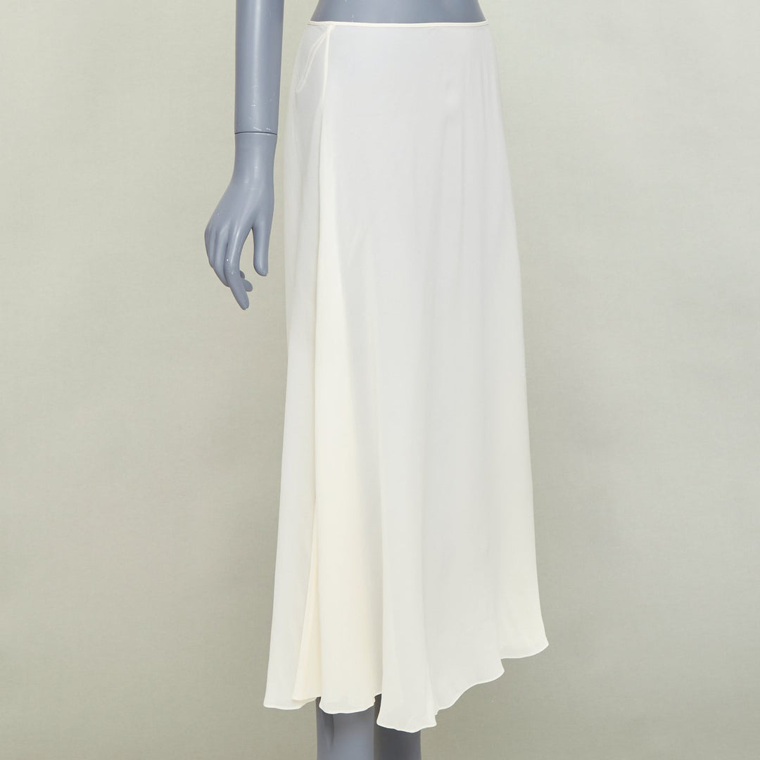 CHRISTIAN DIOR 100% silk ivory semi sheer  A-line slip lining midi skirt FR38 M