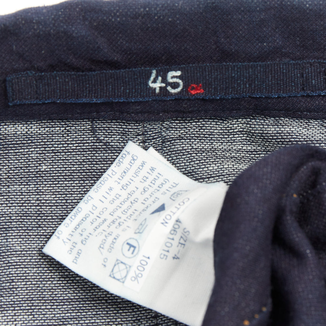 45R JAPAN indigo cotton 3-pocket yellow topstitched shirt jacket blazer JP4 XL