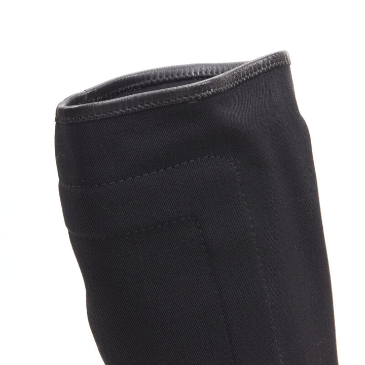 GUCCI black sock knit web trim D ring high heel boot EU36.5