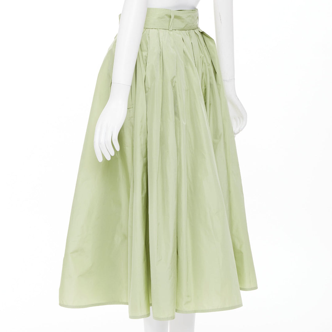 MAX MARA 2019 matcha green double breasted taffeta belted trench skirt IT36 XXS