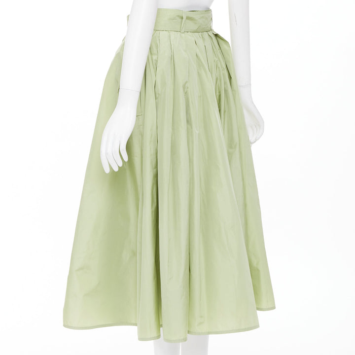 MAX MARA 2019 matcha green double breasted taffeta belted trench skirt IT36 XXS