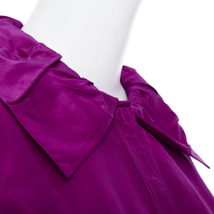 DIANE VON FURSTENBERG Madrid fuchsia silk pleated cuff scallop mini dress US4 S
