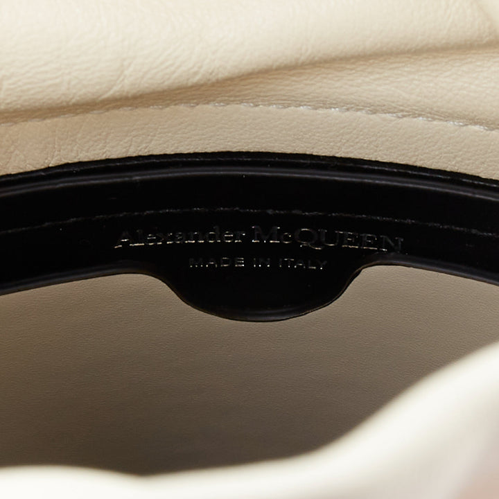 ALEXANDER MCQUEEN Soft Curve AM logo black white leather bucket bag