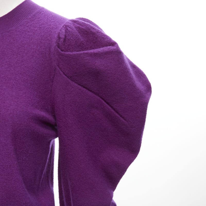 ULLA JOHNSON 100% merino wool purple Victorian puff sleeves sweater XS